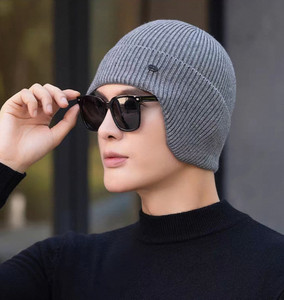 Winity Earflap Soft Warm Knitted Korean Style(Double Layers Fabric) Winter Caps for Men Woven Beanie