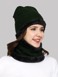 AmorMente Solid, Self Design, Embellished, Woven Skull Cap Cap