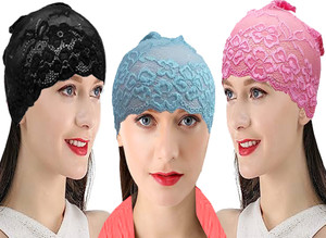 LOVLY PLANET Solid, Embroidered, Self Design, Embellished Skull Cap Cap