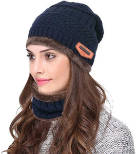 AmorMente Solid, Self Design, Embellished, Woven Skull Cap Cap