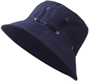 Zonkar Unisex Blue Cotton Summer Round Cap Small Brim Cotton Cap Bucket hat Solid Sports/Regular Cap