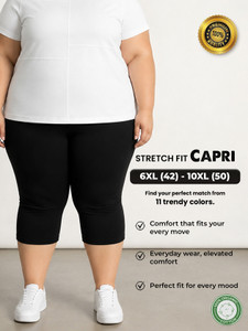 pinkshell Women’s Plus Size Cotton Stretch Capri Women Black Capri