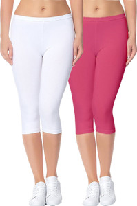 Swastik Stuffs Capri Leggings For Women White, Pink Capri