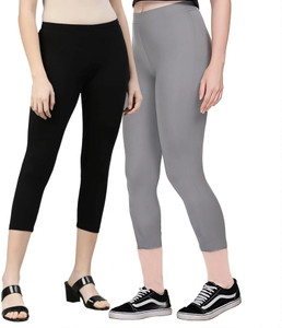 ZAYANQA 3/4th Capri leggings Women Black, Grey Capri