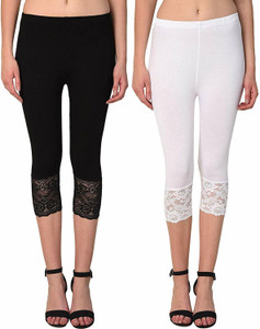 Pixie Lace Capri Leggings Women Black, White Capri
