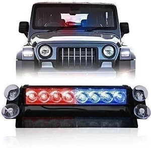 CARZEX 8 Led Flash Car Flashing Warning Emergency Windshield Unit 3 Mode Police Strobe Light Lamp waterproof police and charger(chipku) Car Fancy Lights