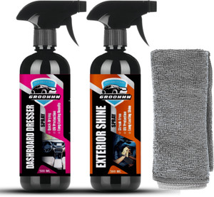 ELEM Groommm Car Interior Cleaner & Car Shine Spray with Microfiber Cloth Combo Pack ELMIXCOM4 Vehicle Interior Cleaner