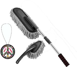 BLESSING Microfiber Retractable Type Round Car Cleaning Duster Brush Mop for All Cars Microfiber Cleaning Duster Brush for Car, Home, Kitchen & Computer (Small) Vehicle Interior Cleaner