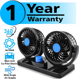 Rhtdm Car Fan 12V 360 Head 2 Speed Quiet Strong for All Auto Vehicles-CF74 Car Interior Fan