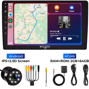 Wagzo 9inch CarPlay Android AutoTS7,2GB|64GB, 4thGen,4Core,IPS Display With Led Camera Car Stereo
