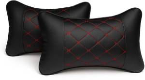autouniko Black, Red Leather Car Pillow Cushion for Universal For Car