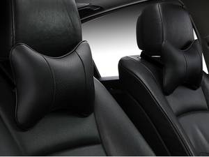 Edylinn Black Leather, Leatherite Car Pillow Cushion for Universal For Car