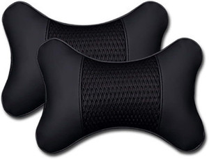 Auto Oprema Black Leather Car Pillow Cushion for Chevrolet Rectangular, Pack of 2