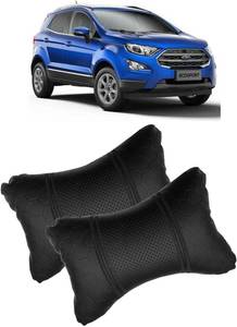 SHOOLIN Black Leatherite Car Pillow Cushion for Universal For Car (Rectangular, Pack of 2)