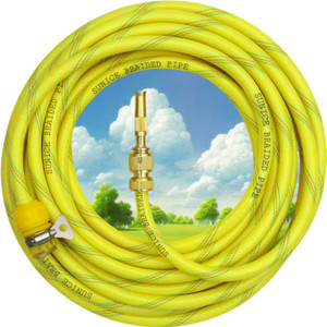 सुनिस 15 Meter Braided Neon Green Hose Pipe (Diameter:½’’,0.5 Inch,12 mm)& Brass Spray