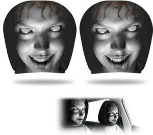 amidha Fabric Car Seat Cover For Universal For Car Scary Ghost Face Car Headrest Covers Set of 2