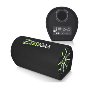 ZESSQAA ZQ-1001BST 10 Inch Active Car Bass Tube | Inbuilt Amplifier | D-Shape | Green Subwoofer