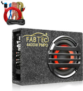 FABTEC 8 Inch Under Seat Car Bass Tube With Amplifier Wire Kit Plug and Play Bass Tube (Built-In Amplifier) Subwoofer