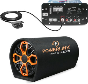 Powerlink 8" Car Bass Tube Inbuilt Amplifier with Line Control Volume Adjuster (Peak Power: 4800W) - Powerful Audio and Deep Bass Subwoofer