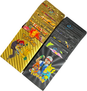 valuableplus 10Pcs Pokémon Playing Cards Golden & Black V GX EX DX Card (5Pc Each Color)
