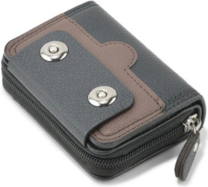 AURA HUB Men & Women Casual Black Artificial Leather RFID Card Holder 15 Card Holder