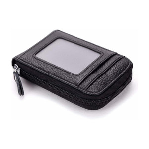 StealODeal RFID Black Leather Zip Debit/Credit/ATM For Men & Women Slot 10 Card Holder