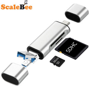SCALEBEE Type C OTG , 3-in-1 USB 3.0, MicroSD, SD, SDXC & SDHC Card All In One Card Reader