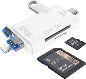 DIGICLIMBER 6 in 1 with OTG, SD Card Reader, USB Type C, USB 3.0 & Micro USB for Memory Card Card Reader