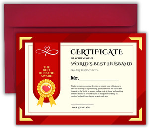 AanyaCentric A4 Size 8.3x11.7inches Best Husband Certificate For Lover Greeting Card