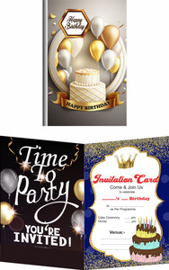 Naveen Happy Birthday 6x9 inch Exclusive Self Fill-in Birthday Invitation Card 20 pcs Invitation Card