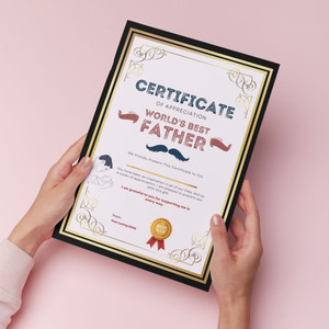 AanyaCentric Best Father Certificate 11.7x8.3inches A4 Size For Papa Dad Daddy Greeting Card