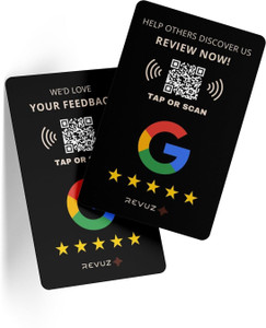 REVUZ Google Review Card: NFC & QR, Instant Link, Tap or Scan for Reviews Business Card