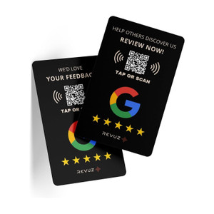 REVUZ Google Review Card: NFC & QR, Instant Link, Tap or Scan for Reviews Business Card