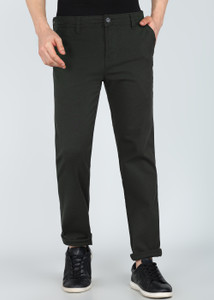 INTEGRITI Regular Fit Men Dark Green Trousers