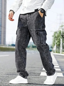 Playfeel Loose Fit Men Dark Grey Jeans