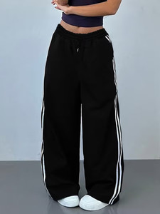 Retrobella Solid Women Black Track Pants