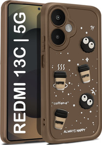 Vshop Back Cover for Redmi 13C 5G, Poco M6 5G Cute Fun Cartoon 3D Ball Coffee Case