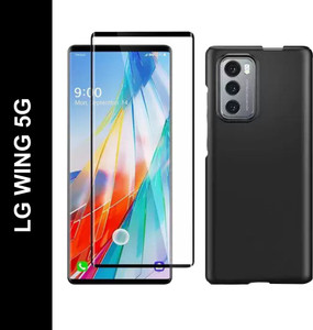 Newlike Back Cover for LG WING 5G Hard Cover Full Protection Tempered Glass Guard Full Coverage