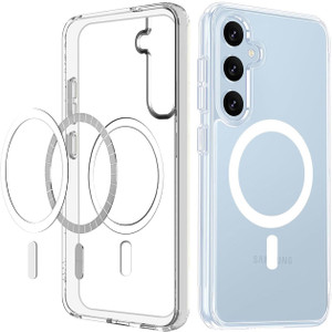 AMEYAA Back Cover for Samsung Galaxy A35/A55 Magsafe Soft Silicone TPU Bumper &Hard PC Crystal Clear Anti-Yellow