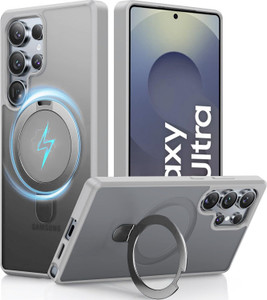 AIBEX Back Cover for Samsung Galaxy S24 Ultra|Kickmag With Magnetic Ring Alloy Kickstand | Mag-Safe Compatible