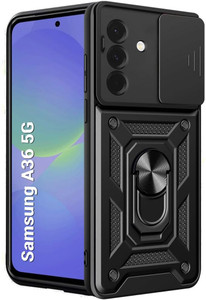 PAKME XUSIVE Flip Cover for Samsung Galaxy A36 5G D10 Tough Armor Bumper Back Cover Case - Black