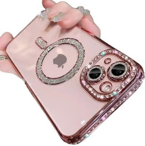 GIRIND Back Cover for iPhone 15, Diamond Case MagSafe and Camera Lens Protection Cover for Women and Girls