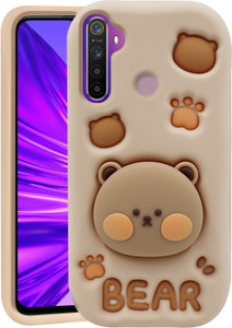 Asgeot Back Cover for Realme 5I 4G Cute Funny Bear Case with Bear Face  Holder for Girls (Brown) Asgeot