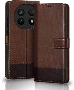 SESS XUSIVE Flip Cover for Realme 12 5G / Realme 12X 5G -Dual-Color Leather Finish Wallet - Coffee & Brown