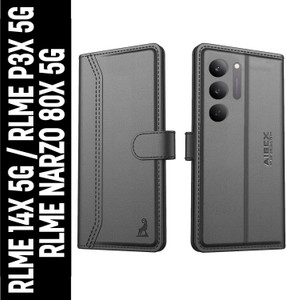 AIBEX Flip Cover for Realme Narzo 80X 5G / Realme P3X 5G / Realme 14X 5G|Premium Leather Finish | Magnetic