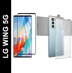 Lustree Back Cover for LG WING 5G Hard Cover Full Protection Tempered Glass Guard Full Coverage