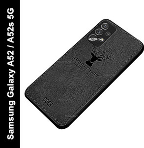 MOBILOVE Back Cover for Samsung Galaxy A52 / A52s 5G | Deer Pattern Cloth Texture Leather Finish Soft Fabric Case