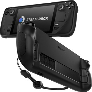 Spigen Rugged Armor Pouch for Steam Deck TPU Cover with Wrist Strap Shock-Absorption Anti-Scratch Cover