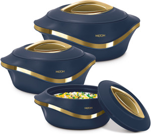 MILTON Pearl Inner Stainless Steel Jr. Set of 3 (455 ml, 860 ml, 1270 ml), Blue Pack of 3 Serve Casserole