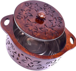 Chandani Roti CHANDNI WOODCRAFT Wooden Casserole Chapati Box Roti Serving Stainless ...
